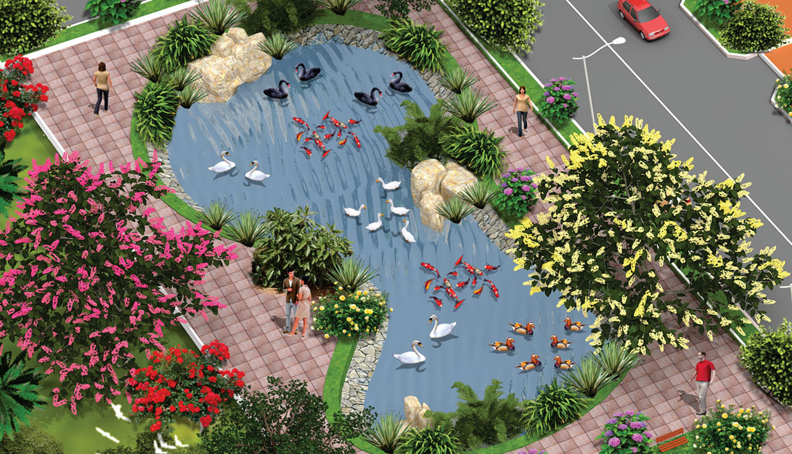 Western Side Park With Pond and Aviary