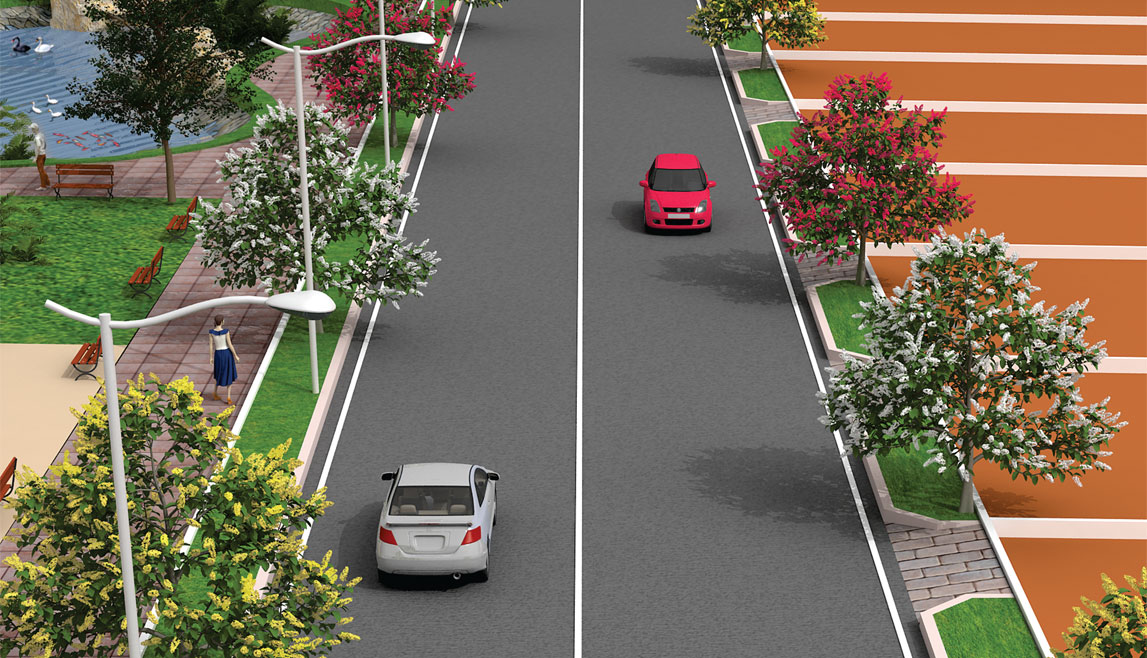 Well Lit 40 Feet Wide Roads